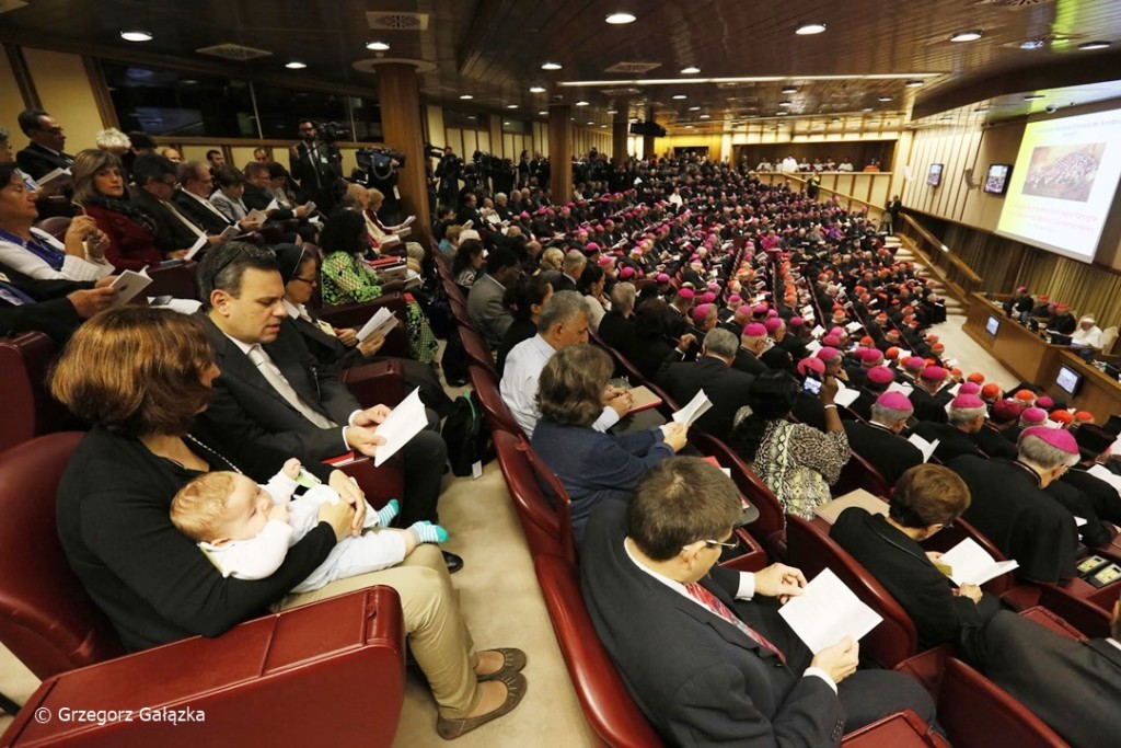 5/10/2015 Synod Hall, Vatican City. Beginning of the daily works of the XIV General Assembly of the Synod of Bishops at the presence of Pope Francis.